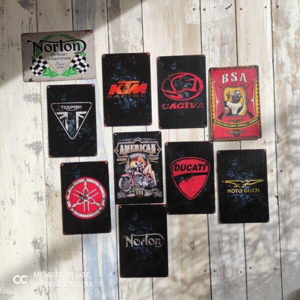 Plaque métal décorative moto