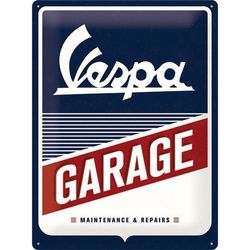 Plaque métallique sous licence Vespa Garage 20x15