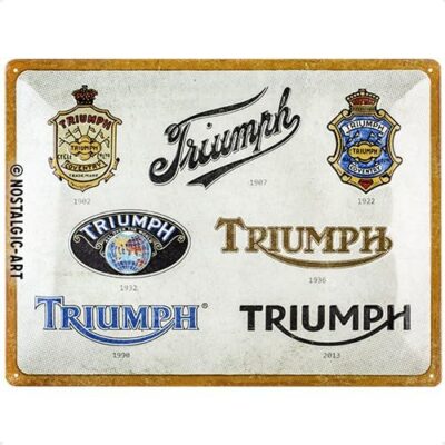 Plaque Métallique Triumph  logo évolution  sous licence officiel  40 x 30