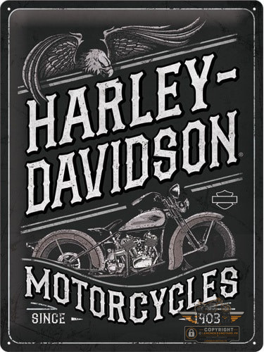 Plaque Métallique Harley Davidson Motorcycles sous licence officiel 40 x 30