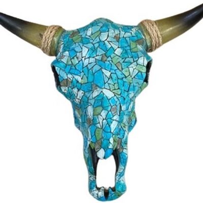 Crâne de Bison Mosaïque Turquoise - Un Souffle d'Art Amérindien
