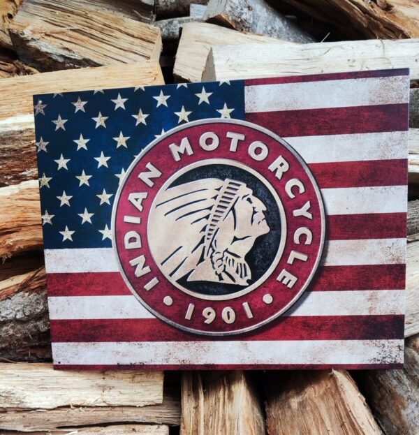 Plaque Métallique USA Indian drapeau la plaque est horizontal