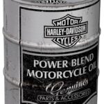 Tirelire Harley-Davidson en métal avec logo officiel, design rétro vintage, cadeau idéal pour les motards.