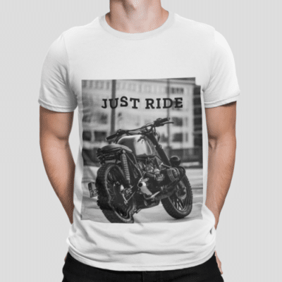 T-Shirt Moto Just Ride Homme - Coton Épais, Coupe Classique, 2 Couleurs Disponibles, Idée Cadeau Motard Décontracté et Stylé