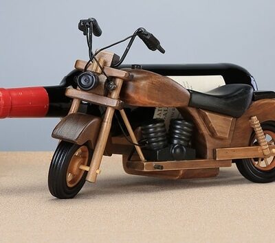 Support Bouteille Vin Moto en Bois - Porte-Bouteille Décoratif Motard