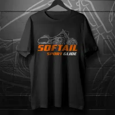 T-shirt Homme Softail Sport Glide - Tee-shirt Moto Décontracté Noir pour Motards Passionnés - Style Harley Davidson Vintage Été