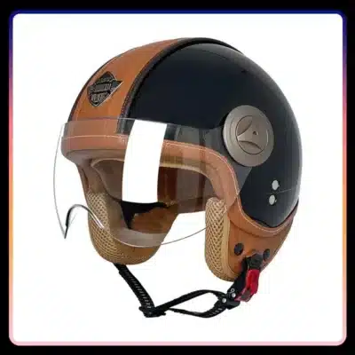 Casque de moto vintage noir avec visière – Design rétro pour passionnés de style