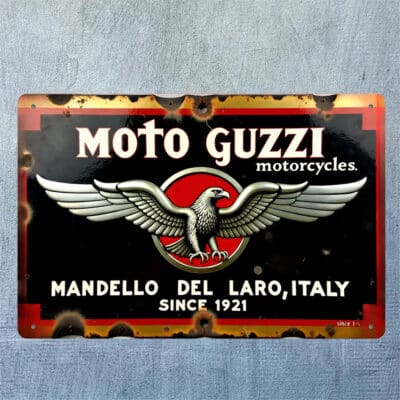 Panneau Métallique Moto Guzzi - Plaque Vintage 20x30 cm - Décoration Murale Motard