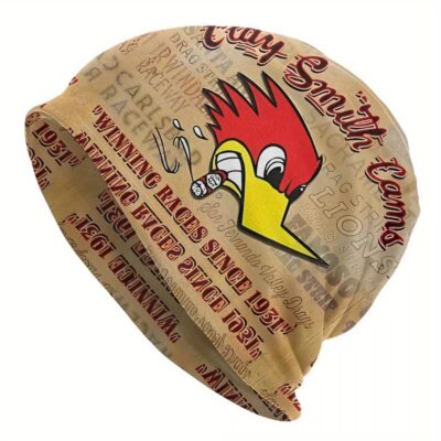Bonnet tricoté vintage homme –  Woody Woodpecker , matière stretch confortable, style rétro sans bord