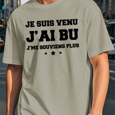 T-shirt humoristique homme français – Coupe regular col rond, motif texte fun, en polyester extensible