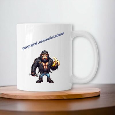 MUG drôle gorille biker – Design exclusif Le Monde du Motard –