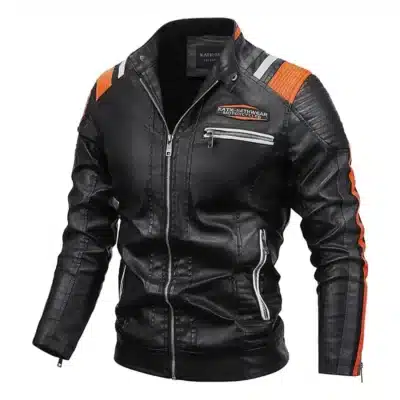 Blouson Moto Homme en Similicuir Vintage – Style Biker Classique