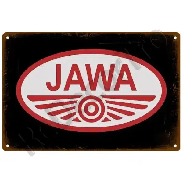 plaque métallique moto JAWA vintage – déco murale rétro, fan art non officiel, idée cadeau garage – Image 3