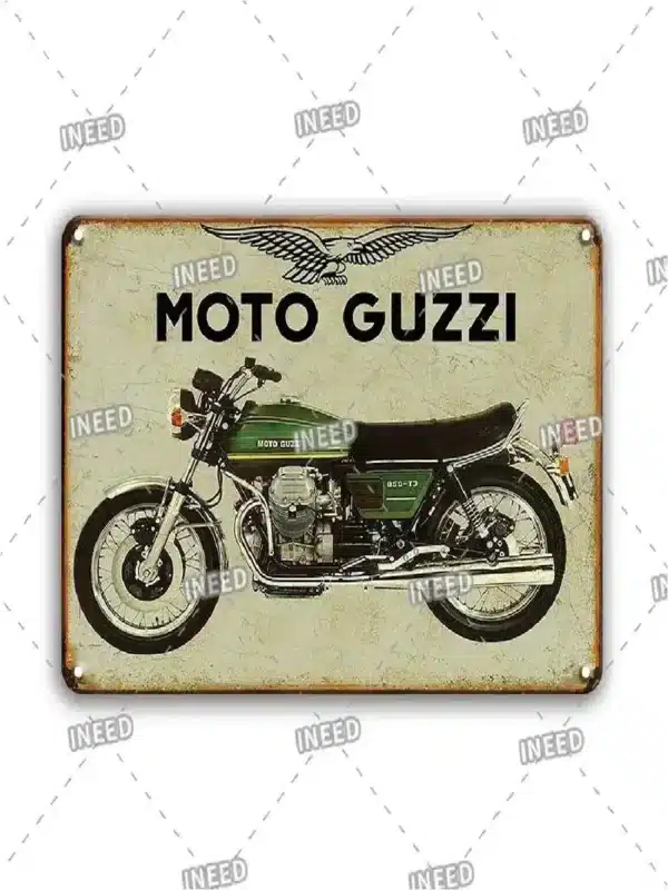 Plaque métallique moto vintage – déco murale rétro garage, fan art non officiel, Solex, Mobylette, Moto Guzzi – Image 2