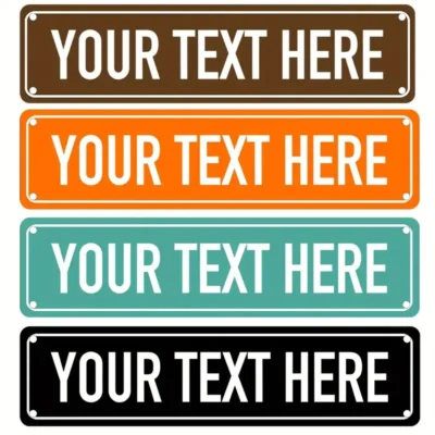 plaque métal personnalisable – panneau déco texte au choix style rue vintage, enseigne personnalisée extérieure ou intérieure 10x40 cm, cadeau original