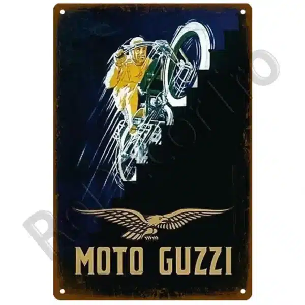 Plaque métallique Moto Guzzi rétro – déco garage vintage, fan art non officiel, idée cadeau motard – Image 5