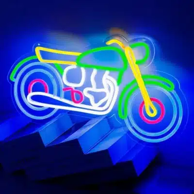 enseigne néon moto LED – déco murale colorée pour chambre enfant, salle de jeux ou garage – 40x22 cm – éclairage fun