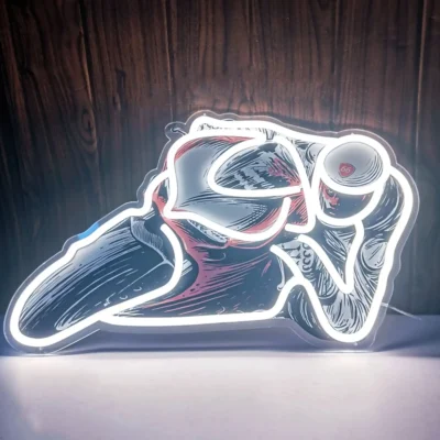 enseigne néon LED moto – art mural lumineux USB – déco murale motard – ambiance garage ou salon