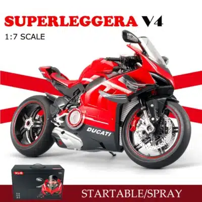 modèle moto Ducati superleggera 1:7 – mini moto de collection rouge avec bruit moteur, idée cadeau déco garage enfant ou passionné