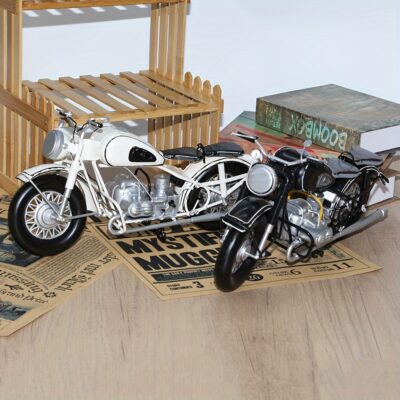 Modèle moto vintage noir – Miniature déco rétro en fer style collection 1087BK