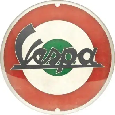 Plaque métal ronde Vespa – Logo classique (35 cm)