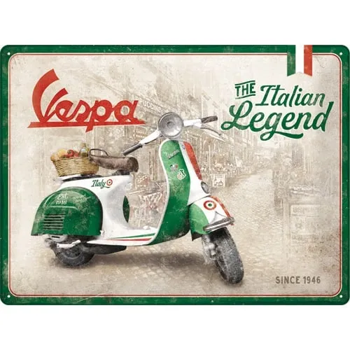 Plaque métal Vespa – Parking réservé (20 x 30 cm)