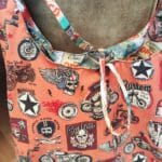 Sac bedasse motard réversible fait main avec motif biker old school et skulls