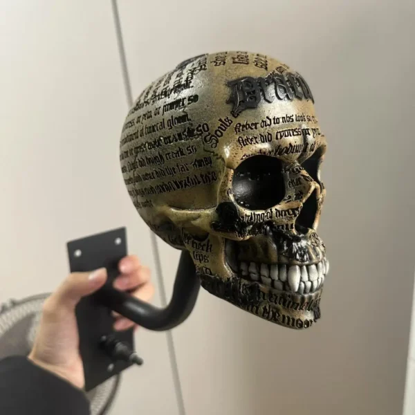 Support casque moto mural tête de mort en résine rétro, solide et décoratif
