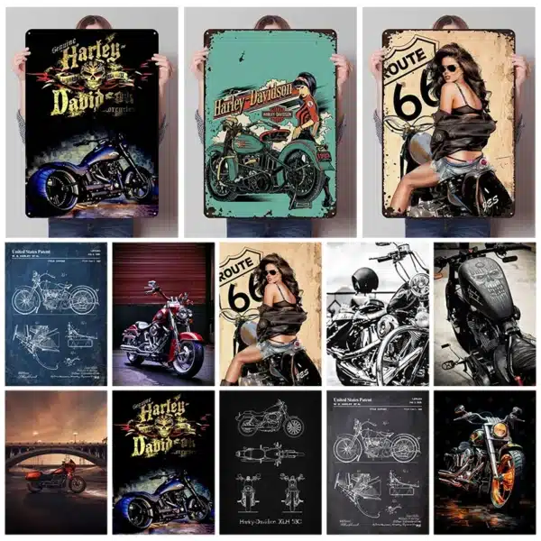 ette plaque métal Harley au design Route 66 est idéale pour donner du caractère à votre déco moto.
