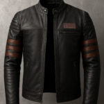 Veste cuir motard homme en vachette épaisse, blouson biker coupe ajustée avec poches pratiques et fermeture zippée robuste.