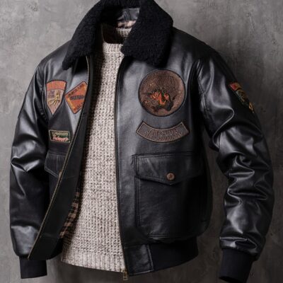 Veste moto vintage homme cuir véritable rétro biker