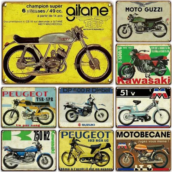 plaque métal vintage moto déco garage rétro