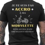 t-shirt moto humour moped noir, imprimé jaune français, style scooter rétro motard
