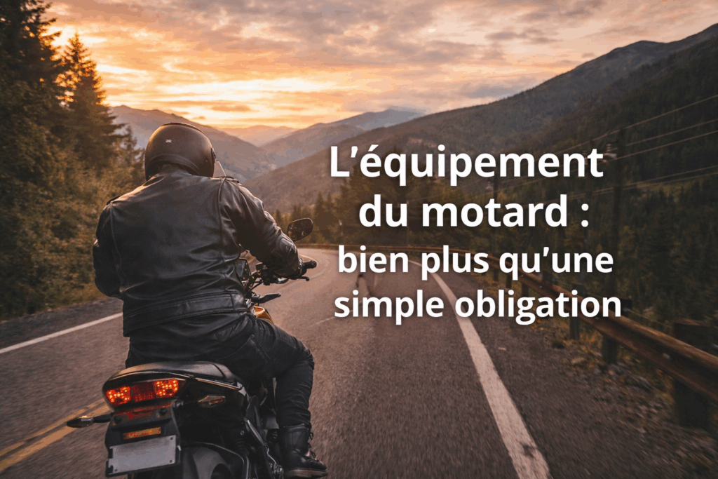 équipement motard porté par un motard roulant sur la route, symbole de passion moto et de liberté