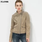 veste moto cuir femme coupe ajustée en cuir véritable