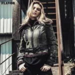 blouson moto cuir femme shearling avec doublure chaude