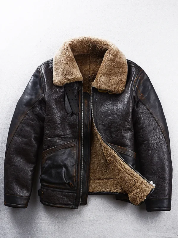 Noir Manteaus Aviateur Doublé Cuir Peau de Mouton Veste Femme Perfecto