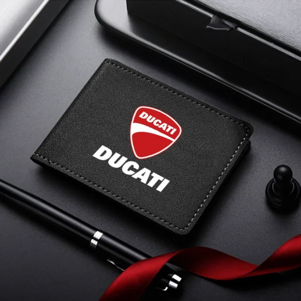 idée cadeau motard portefeuille cuir noir motard fan art Ducati