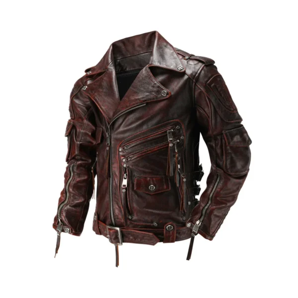 veste moto cuir naturel homme style biker vintage