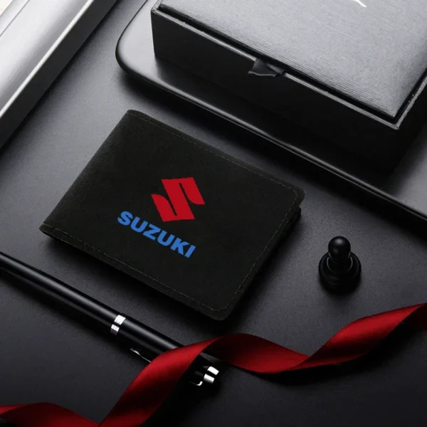 idée cadeau motard portefeuille cuir noir motard fan art Suzuki