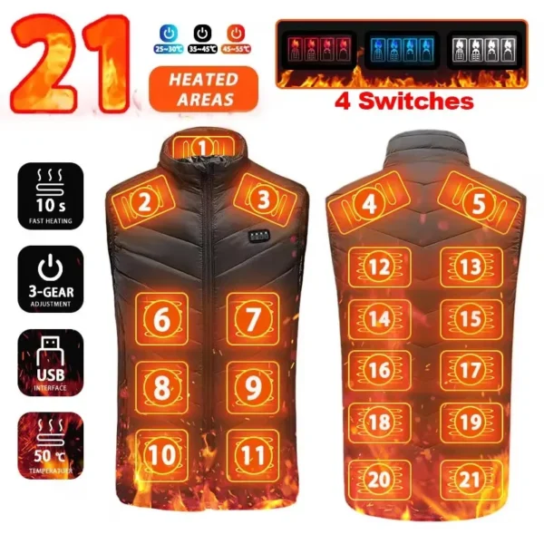 G-HEAT Gilet Chauffant Femme Sans Manches - 3 Zones Chauffantes, Autonomie 7h - Déperlant, Coupe-Vent - Pour Sport Et Ville