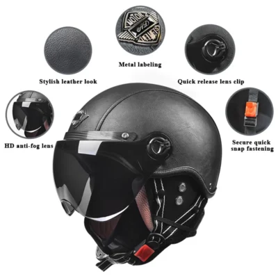 Casque moto rétro AD avec visière