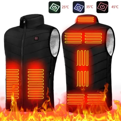 Veste chauffante moto électrique avec 9 zones de chauffe pour motard en hiver