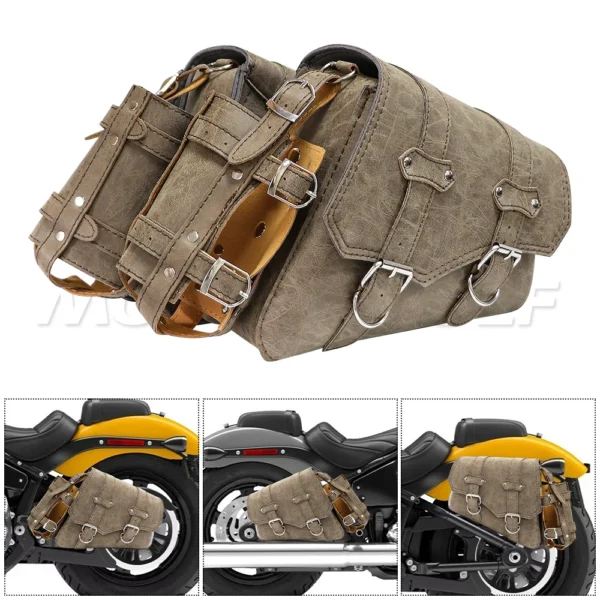 sacoche latérale moto cuir vintage biker