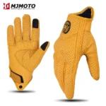 gants-moto-vintage-cuir-jaune-perfore-mjmoto