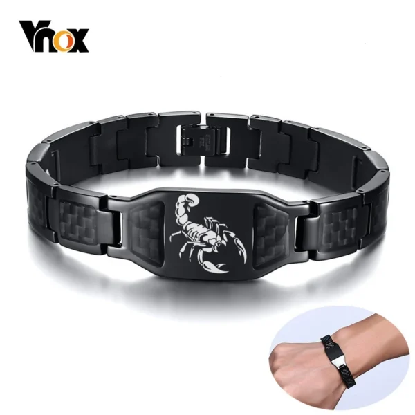 bracelet homme acier inoxydable scorpion croix
