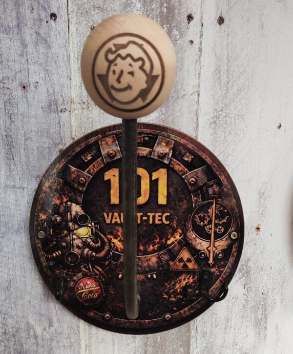 Porte casque Fallout Vault Tec rond 30 cm support mural DTF UV fait main