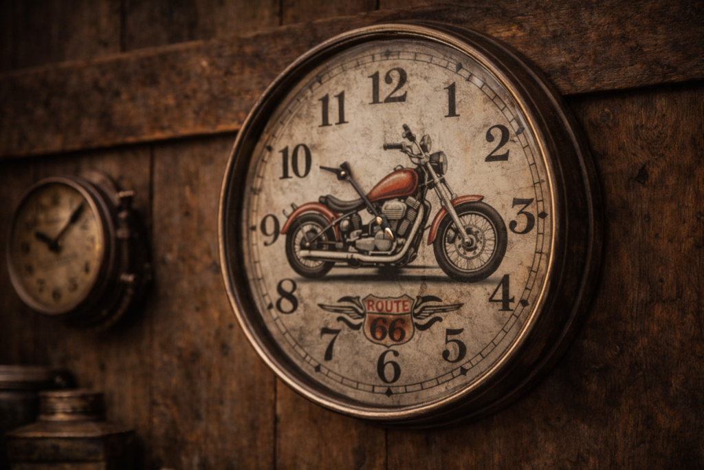horloge moto vintage décoration murale garage motard