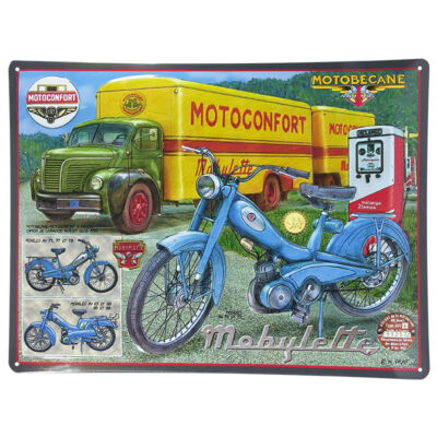 PLAQUE IMPRIMEE EMBOSSEE MOBYLETTE 400x300mm MOTOCONFORT CAMION AVEC RELIEF