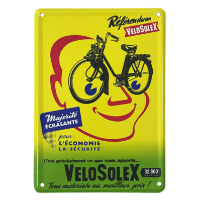 MINI CARTE METAL AVEC AIMANT VELOSOLEX 80x110mm SOLEX JAUNE VERT